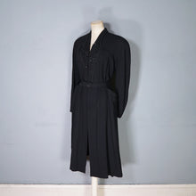 Load image into Gallery viewer, 40s RUE DE LA PAIX BLACK BEADED GOTHIC PARISIAN BELTED COAT - S
