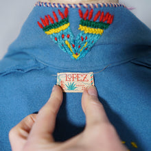 Load image into Gallery viewer, 50s "LOPEZ" BLUE APPLIQUED MEXICAN TOURIST WOOL EMBROIDERED JACKET - S