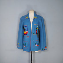Load image into Gallery viewer, 50s "LOPEZ" BLUE APPLIQUED MEXICAN TOURIST WOOL EMBROIDERED JACKET - S
