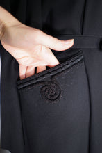 Load image into Gallery viewer, 40s RUE DE LA PAIX BLACK BEADED GOTHIC PARISIAN BELTED COAT - S