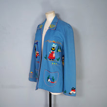 Load image into Gallery viewer, 50s "LOPEZ" BLUE APPLIQUED MEXICAN TOURIST WOOL EMBROIDERED JACKET - S