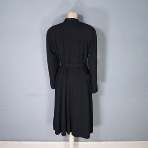40s RUE DE LA PAIX BLACK BEADED GOTHIC PARISIAN BELTED COAT - S