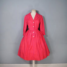Load image into Gallery viewer, 60s DARK VIVID PINK SLEEVED SHIRTWAIST WITH FULL SKIRT - S