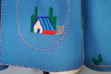 Load image into Gallery viewer, 50s "LOPEZ" BLUE APPLIQUED MEXICAN TOURIST WOOL EMBROIDERED JACKET - S