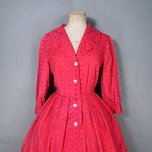 Load image into Gallery viewer, 60s DARK VIVID PINK SLEEVED SHIRTWAIST WITH FULL SKIRT - S