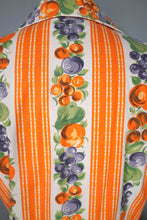 Load image into Gallery viewer, 50s "CONTINENTALS" ORANGE STRIPE AND FRUIT PRINT FULL SKIRT COTTON DRESS - S