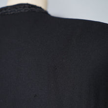 Load image into Gallery viewer, 40s RUE DE LA PAIX BLACK BEADED GOTHIC PARISIAN BELTED COAT - S