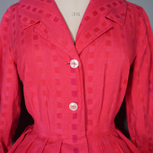 Load image into Gallery viewer, 60s DARK VIVID PINK SLEEVED SHIRTWAIST WITH FULL SKIRT - S
