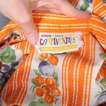 Load image into Gallery viewer, 50s "CONTINENTALS" ORANGE STRIPE AND FRUIT PRINT FULL SKIRT COTTON DRESS - S