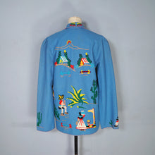 Load image into Gallery viewer, 50s "LOPEZ" BLUE APPLIQUED MEXICAN TOURIST WOOL EMBROIDERED JACKET - S
