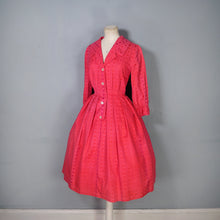 Load image into Gallery viewer, 60s DARK VIVID PINK SLEEVED SHIRTWAIST WITH FULL SKIRT - S