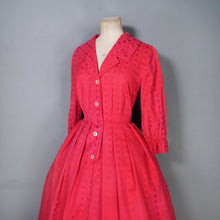 Load image into Gallery viewer, 60s DARK VIVID PINK SLEEVED SHIRTWAIST WITH FULL SKIRT - S