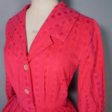 Load image into Gallery viewer, 60s DARK VIVID PINK SLEEVED SHIRTWAIST WITH FULL SKIRT - S
