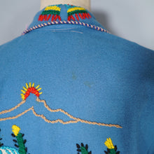 Load image into Gallery viewer, 50s "LOPEZ" BLUE APPLIQUED MEXICAN TOURIST WOOL EMBROIDERED JACKET - S