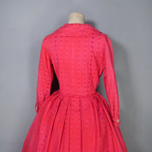 Load image into Gallery viewer, 60s DARK VIVID PINK SLEEVED SHIRTWAIST WITH FULL SKIRT - S