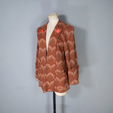 Load image into Gallery viewer, 70s BUS STOP ART DECO STYLE LEAF PATTERN OPEN SWING COAT JACKET - M