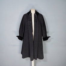 Load image into Gallery viewer, 50s FREISS ORIGINAL DARK GREY MOHAIR WOOL AND VELVET  SWING  COAT