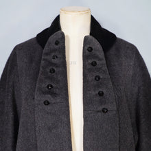 Load image into Gallery viewer, 50s FREISS ORIGINAL DARK GREY MOHAIR WOOL AND VELVET  SWING  COAT