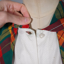 Load image into Gallery viewer, 40s 50s VIBRANT AUTUMN PLAID CAPE SHOULDER SHIRT DRESS WITH BELT - S