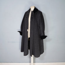 Load image into Gallery viewer, 50s FREISS ORIGINAL DARK GREY MOHAIR WOOL AND VELVET  SWING  COAT