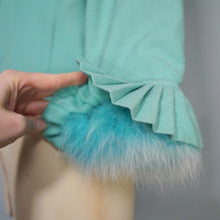 Load image into Gallery viewer, 60s LILLI ANN PASTEL MINT GREEN WOOL CREPE ASYMMETRIC JACKET WITH FUR CUFFS - S