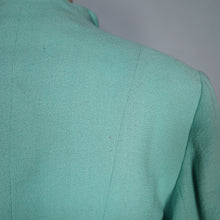 Load image into Gallery viewer, 60s LILLI ANN PASTEL MINT GREEN WOOL CREPE ASYMMETRIC JACKET WITH FUR CUFFS - S