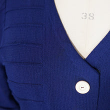 Load image into Gallery viewer, 40s DARK BLUE PIN TUCKED DRESS WITH BUTTON DETAIL AND BUCKLED BELT - S