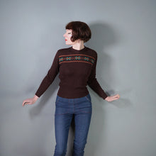 Load image into Gallery viewer, 40s 50s BROWN WOOL WEST COUNTRY KNITWEAR "FASCINESE" FINE KNIT FAIRISLE JUMPER - M