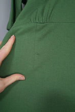 Load image into Gallery viewer, 60s SOFT GREEN WOOL FITTED DRESS WITH NECK BOW AND BACK BUTTONING - M