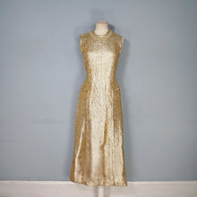 Load image into Gallery viewer, 60s FUZZY GOLD TINSEL MAXI PILLAR DRESS WITH PATCH POCKETS - XS
