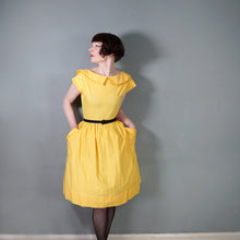 Load image into Gallery viewer, 80s does 50s BRIGHT YELLOW FULL SKIRTED BACK BUTTON SUN DRESS - XS-S