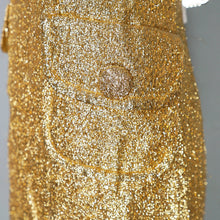 Load image into Gallery viewer, 60s FUZZY GOLD TINSEL MAXI PILLAR DRESS WITH PATCH POCKETS - XS