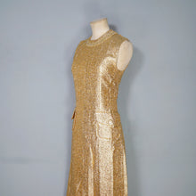 Load image into Gallery viewer, 60s FUZZY GOLD TINSEL MAXI PILLAR DRESS WITH PATCH POCKETS - XS