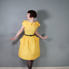 Load image into Gallery viewer, 80s does 50s BRIGHT YELLOW FULL SKIRTED BACK BUTTON SUN DRESS - XS-S