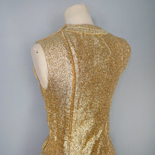 Load image into Gallery viewer, 60s FUZZY GOLD TINSEL MAXI PILLAR DRESS WITH PATCH POCKETS - XS