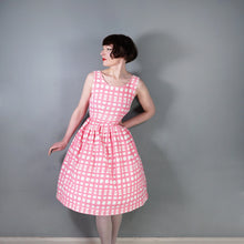 Load image into Gallery viewer, 50s 60s CANDY PINK OP ART DOT PRINT COTTON DAY DRESS - S