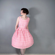 Load image into Gallery viewer, 50s 60s CANDY PINK OP ART DOT PRINT COTTON DAY DRESS - S