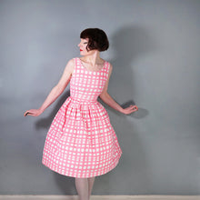 Load image into Gallery viewer, 50s 60s CANDY PINK OP ART DOT PRINT COTTON DAY DRESS - S