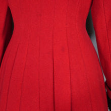 Load image into Gallery viewer, 50s 60s BOLD RED WOOL WINTER COAT WITH FAUX ASTRAKHAN TRIM - M