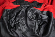 Load image into Gallery viewer, 50s 60s BOLD RED WOOL WINTER COAT WITH FAUX ASTRAKHAN TRIM - M