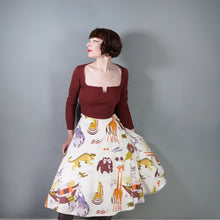 Load image into Gallery viewer, 50s 60s NOAHS ARC WHIMSICAL ANIMAL NOVELTY PRINT FULL SKIRT - 27"