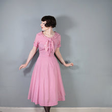 Load image into Gallery viewer, 40s DUSKY PINK TEA DRESS WITH A POLKA DOT SHAWL COLLAR - L / volup