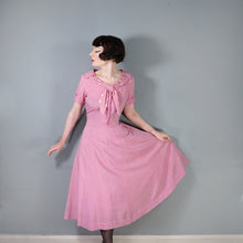 Load image into Gallery viewer, 40s DUSKY PINK TEA DRESS WITH A POLKA DOT SHAWL COLLAR - L / volup