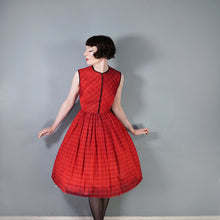 Load image into Gallery viewer, 50s HORROCKSES FASHIONS RED BLACK PLAID CHECK FULL SKIRT DRESS - XS
