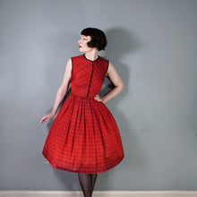 Load image into Gallery viewer, 50s HORROCKSES FASHIONS RED BLACK PLAID CHECK FULL SKIRT DRESS - XS