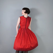 Load image into Gallery viewer, 50s HORROCKSES FASHIONS RED BLACK PLAID CHECK FULL SKIRT DRESS - XS