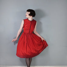 Load image into Gallery viewer, 50s HORROCKSES FASHIONS RED BLACK PLAID CHECK FULL SKIRT DRESS - XS