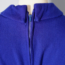 Load image into Gallery viewer, 50s JONATHAN LOGAN ROYAL BLUE WOOL FIT AND FLARE DRESS WITH BOWS - S