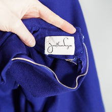 Load image into Gallery viewer, 50s JONATHAN LOGAN ROYAL BLUE WOOL FIT AND FLARE DRESS WITH BOWS - S