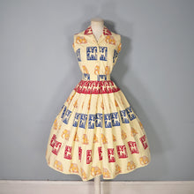 Load image into Gallery viewer, 50s BRIGHT WARM YELLOW INDIAN ELEPHANT BLOCK PRINT COTTON DRESS - XS